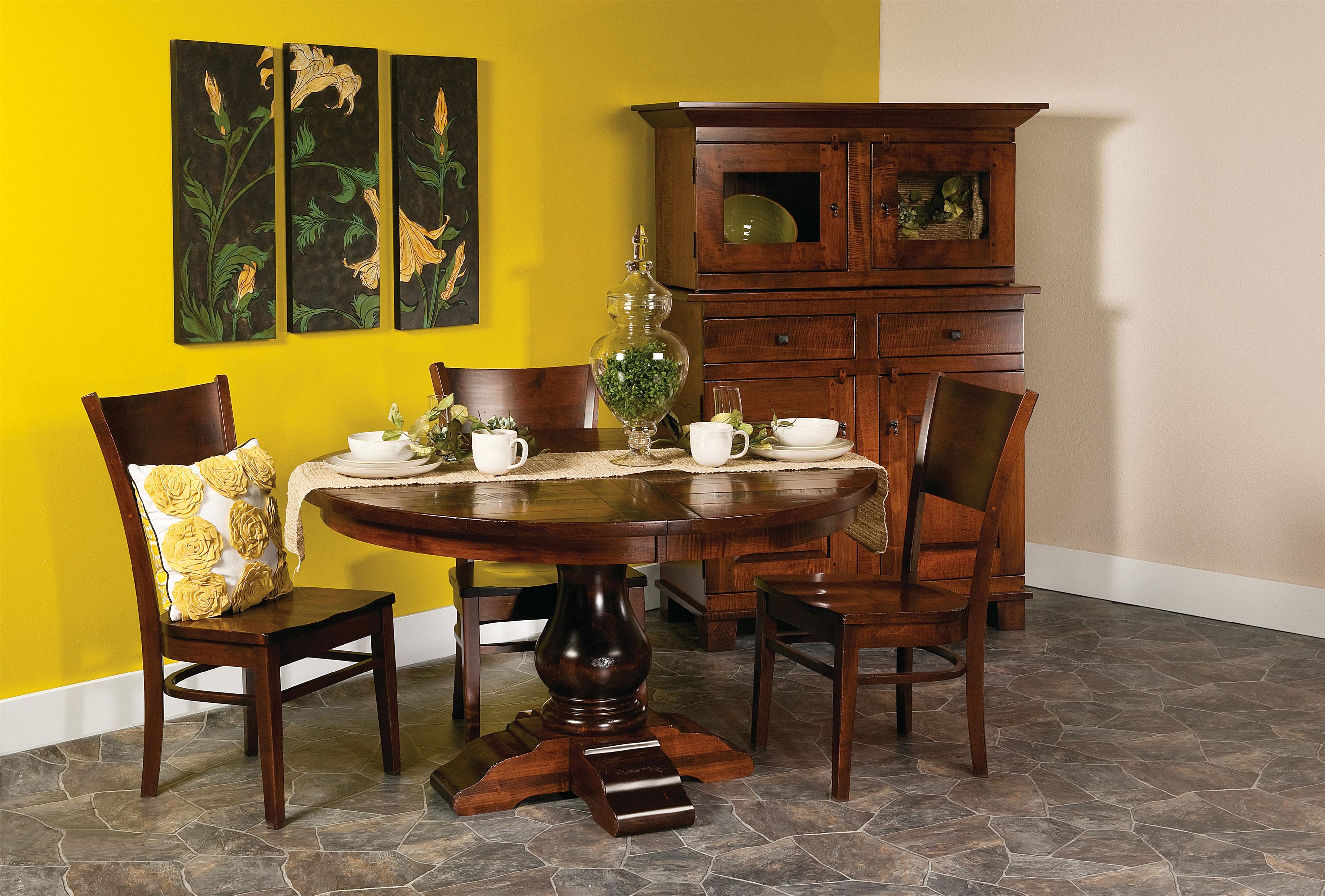 Amish round dining table cheap and chairs